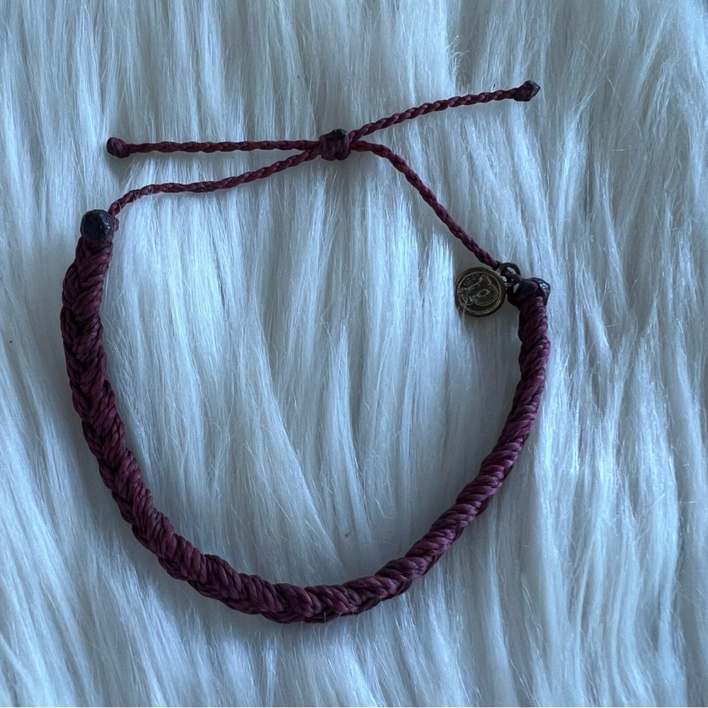Pura Vida Burgundy Braided Wax Thread Adjustable Beach Bracelet